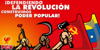 Venezuela Komünist Partisi'nin 'Devrimi savunmak için' belgili afişi